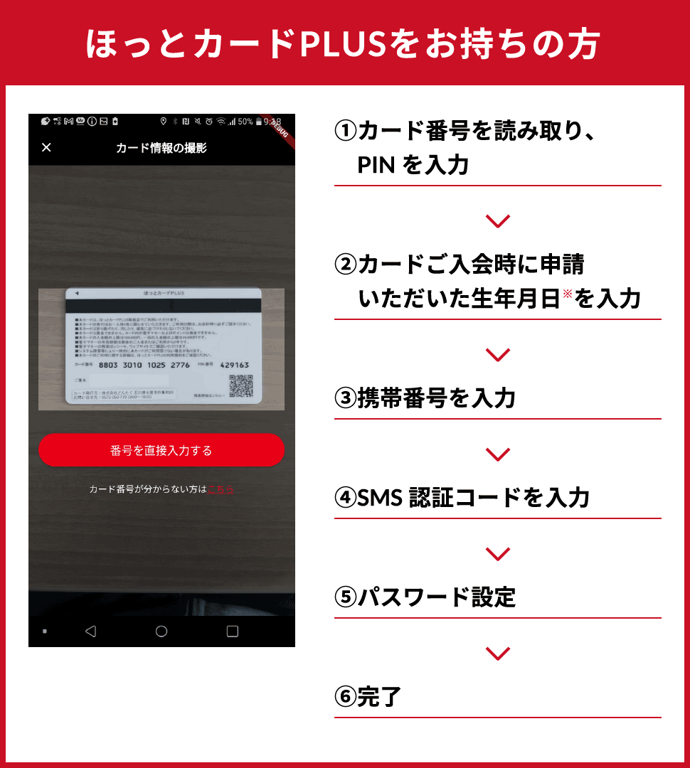 ほっとカードPLUSをお持ちの方の手順