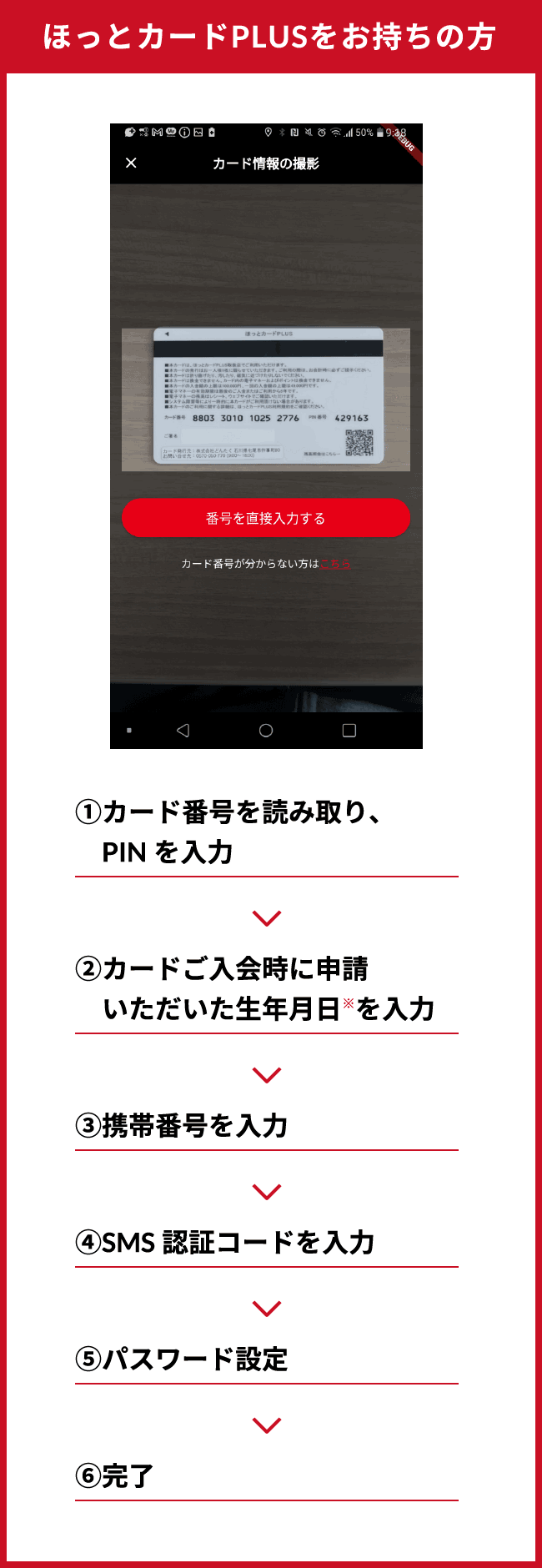 ほっとカードPLUSをお持ちの方の手順